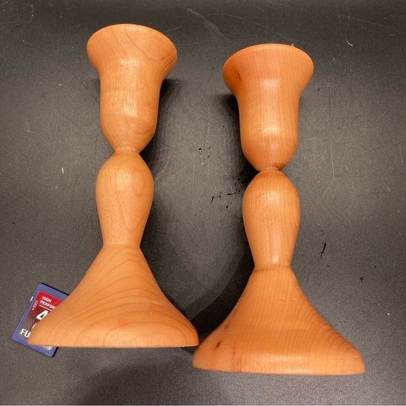 6' Myrtelwood Tapered Candlestick Holder Set Golden Stain Made On Oregon Coast - Picture 6 of 10